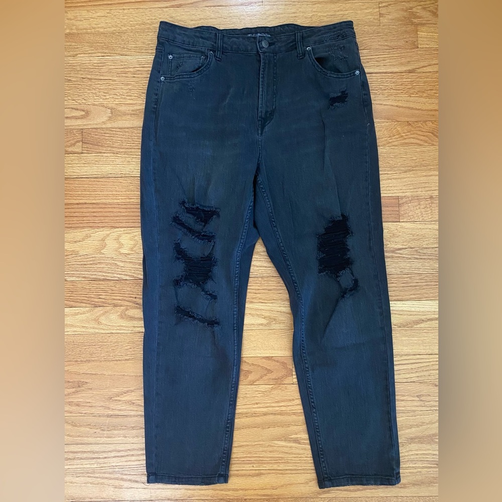 Wild Fable Distressed Jeans Women’s 14 Faded Black Denim Tapered Pants Casual